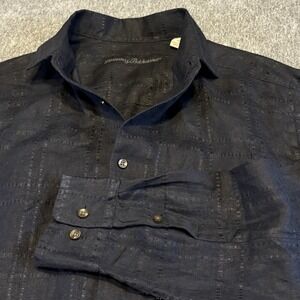 Tommy Bahama Shirt Mens M Button Up Linen Long Sleeve Beach Fits Mens Large